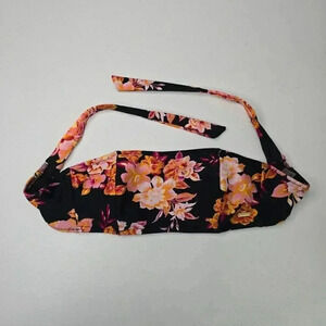 Volcom Black Orange Bikini Top Tie Back Swimsuit Padded Bra Swimwear Size XS